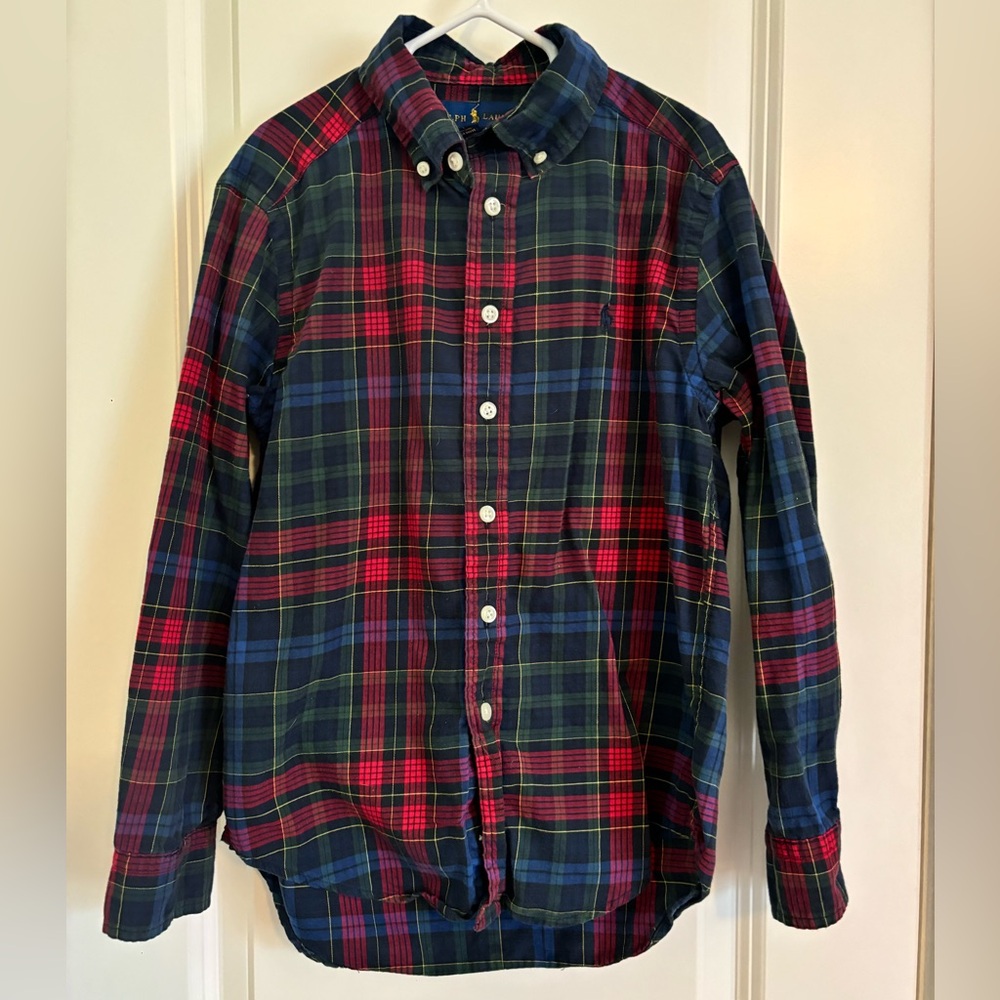 Ralph Lauren Boys’ Red, Blue and Green Plaid Button Down Size 8